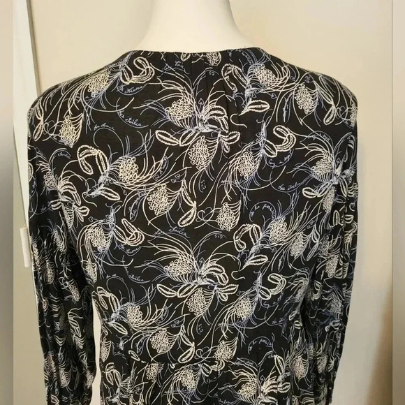 Cinq a Sept Botanical Floral Print Semi Sheer Balloon Sleeve Blouse(L) - Picture 7 of 12